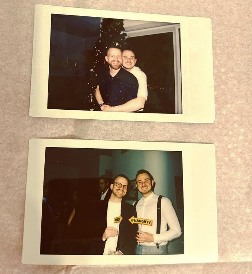 Two Christmas party Polaroids. 2018 and 2019.
