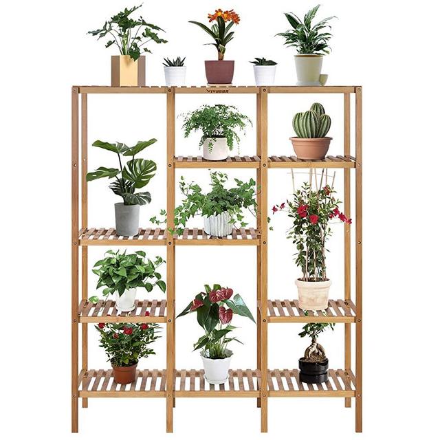 VIVOSUN Multi-Tier Bamboo Ladder Plant Stand Rack Flower Pot Holder Storage Organizer