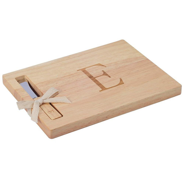 Miicol Wood Charcuterie Board, Monogram Cheese Board 10 Inch, Personalized Initial Cutting Board with Spreader, Unique Housewarming Gift, Ideal for Kitchen, Home, Letter E
