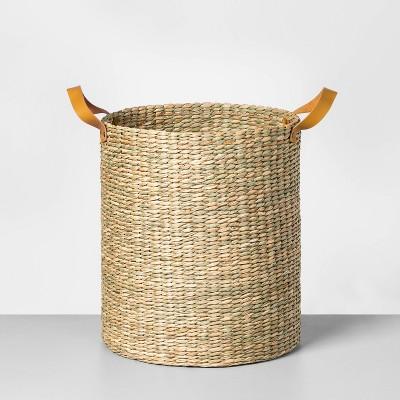 Tall Seagrass Basket with Leather Handle - Hearth & Hand™ with Magnolia