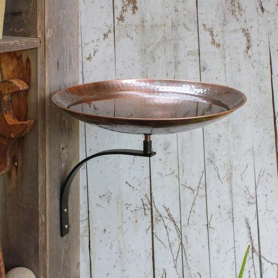 Hammered Antique Copper Birdbath