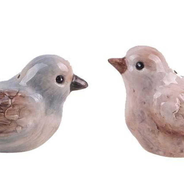 Blue Sky Ceramic 4.75" x 2.25" x 2.25" Little Bird Salt and Pepper Set, medium, Multicolor