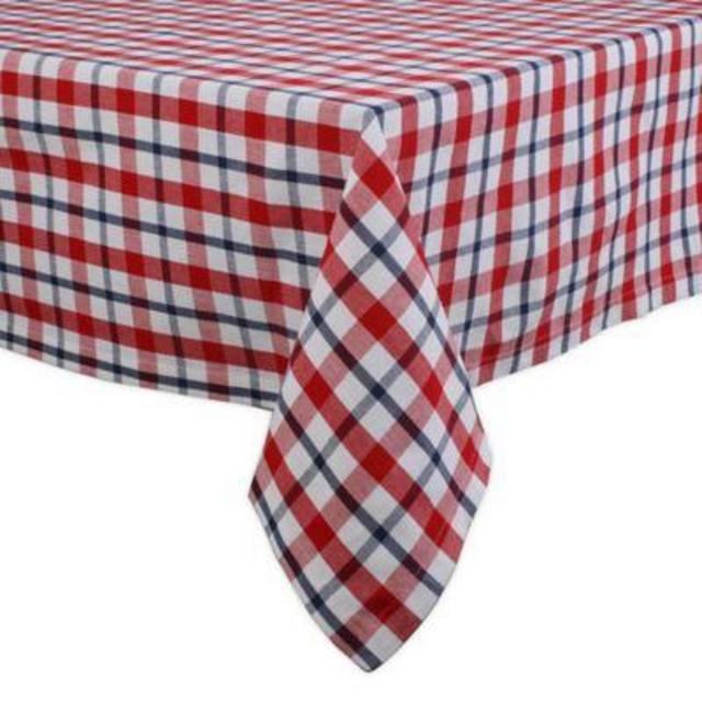 American Plaid Tablecloth in Red/White