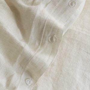 European Linen Stripe Duvet Cover Set in Natural/white Mini Pinstripe
