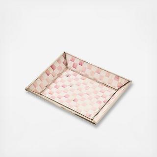 Rosy Check Small Glass Vanity Tray