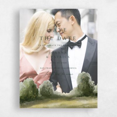Green Fall Wedding Save the Date - Carroway Photo