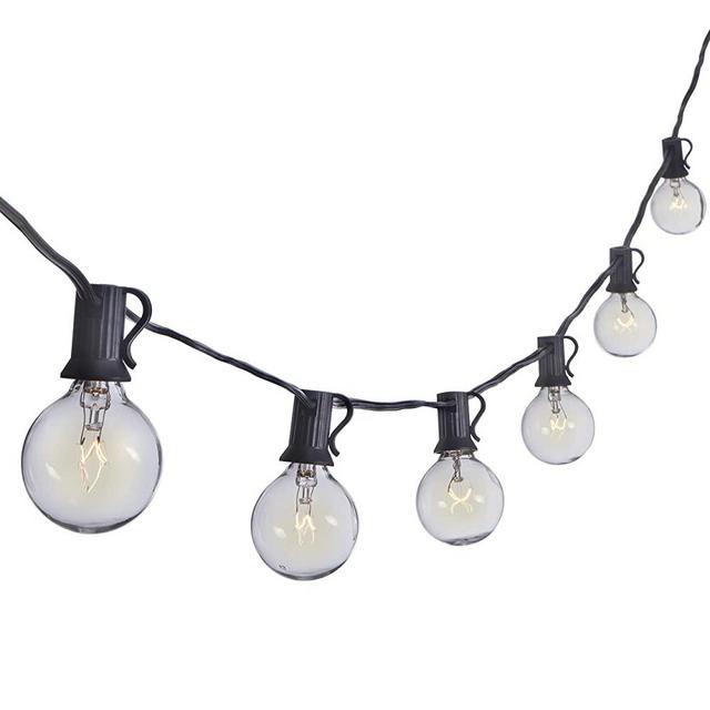 Sterno Home 25-Ft Clear Globe Outdoor Incandescent String Lights G40 Bulbs on Black Cord – For Backyard, Weddings, Patio, Porch, Tents and more
