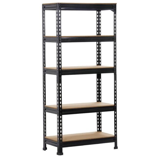 Yaheetech Black Adjustable 5-Shelf Shelving Unit Storage Rack Utility Rack Garage Shelves Display Rack Steel Boltless Rivet Rack,59.1 inch Height (1-Pack)