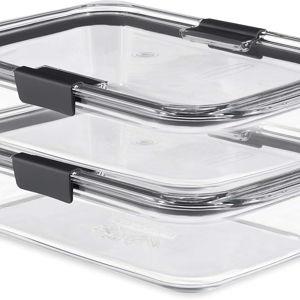 Rubbermaid Brilliance Glass Food Storage Containers, 8 Cup, Set of 2