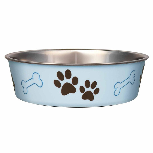 Loving Pets Bella Dog Bowls- Stainless Steel Dog & Cat Bowls - Spill Proof Dog Food Bowl, Cat Bowl, Puppy Essentials & Pet Supplies Great for Home & Travel (Medium 20-25 lbs, Murano Blue)