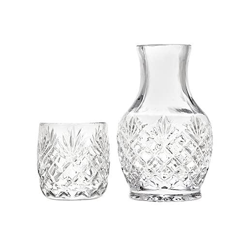 Godinger Shannon Night Water Carafe with Tumbler Glass - The Carafe Holds 16 oz, The Cup 8 oz - Beautiful Gift Box