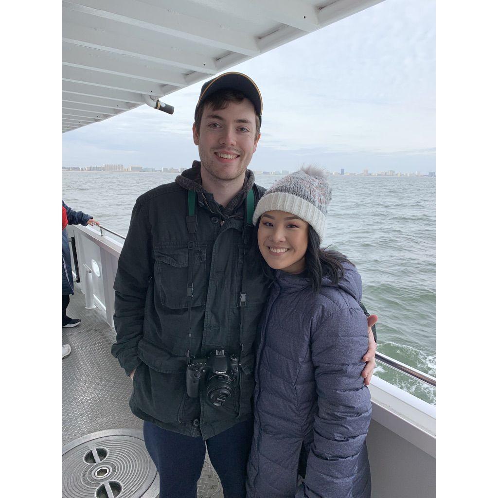 Josh was literally on the verge of death right before this picture from being seasick. 0/10 would NOT recommend whale watching in JANUARY.