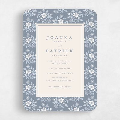 Blue Rounded Wedding Invitation - Petal Portrait