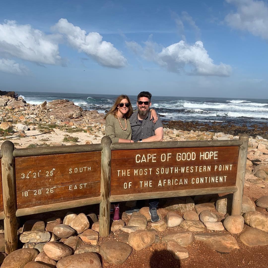 Here we are at the Cape of Good Hope after an amazing champagne toast from Sara's parents!
