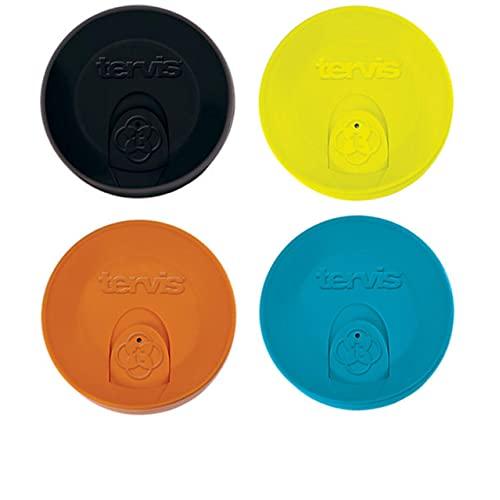 Tervis Travel Lid for 16 oz Tumbler, Don't Fit Mugs, Color Black, Turquoise, Yellow & Orange, Each One 4-Piece Set