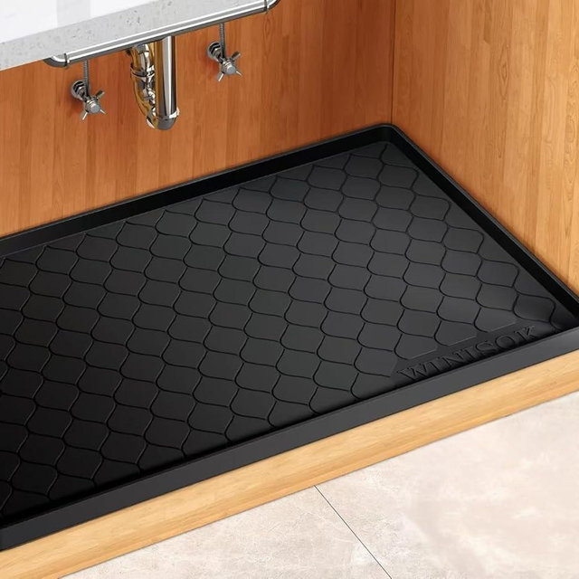 Winisok Silicone Under Sink Mat 40" x 22", kitchen Essentials and Gadgets, Shelf liner and Cabinet Protector, Home Organizers and Storage, Waterproof Bathroom Tray
