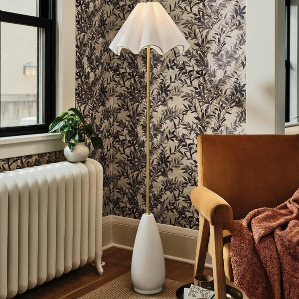 Wavy Shade Collection with Ceramic Base Floor Lamp Green - Threshold™