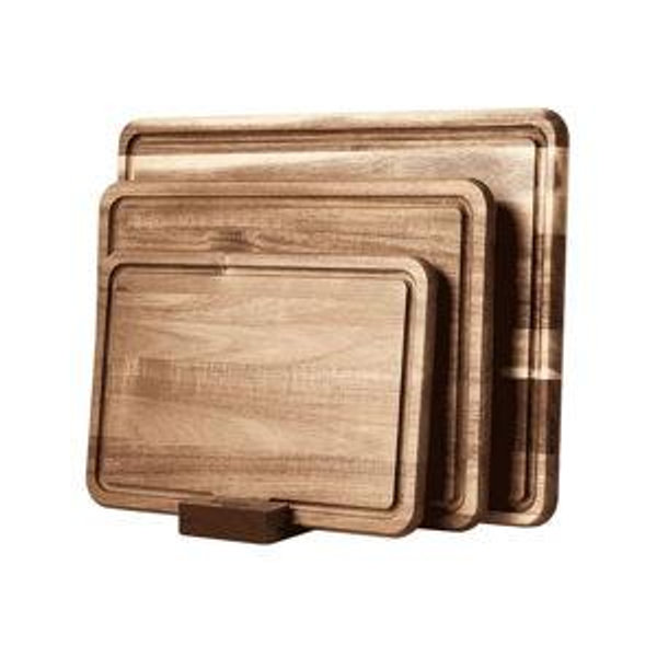 Wood Cutting Board Set of 3 for Kitchen, Acacia Wooden Cutting Boards, Thick Chopping Board with Deep uice Groove Butcher Block, Wooden Trays for Meat, Fruit and Cheese