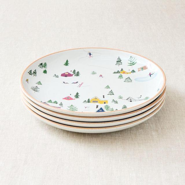 Holiday Skiers, Dinner Plate, Set of 4