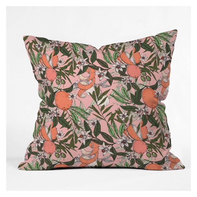 Marta Barragan Camarasa Olives in the Flowers Square Throw Pillow Pink - Deny Designs