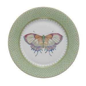 Mottahedeh Apple Green Dessert Plate W/ Butterfly