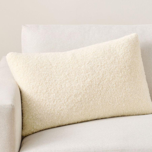Cozy Sweater Lumbar Pillow Cover, Ivory, 16" x 26"