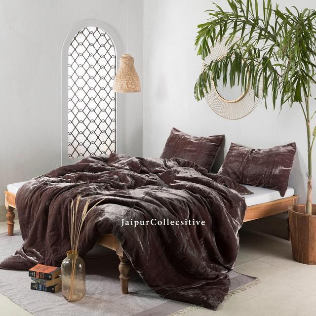 3 Pieces Set Luxury Crushed Velvet Duvet Cover Boho Bedding UO Comforter Cover Donna Cover Quilt Cover Duvet Velvet Bedding King Queen Size