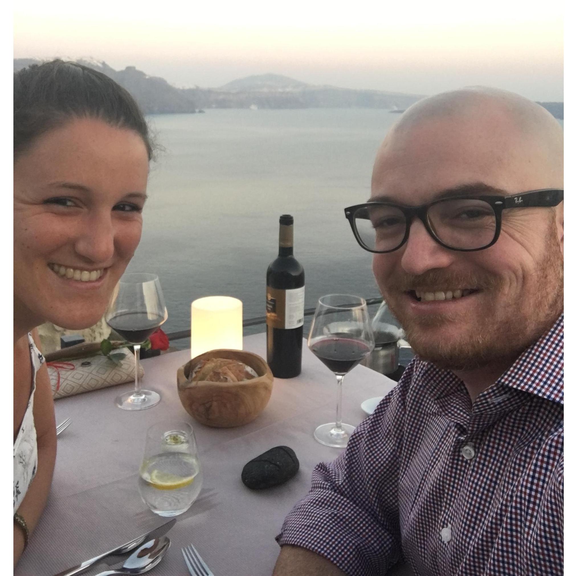 A picture from our dinner the night we got engaged