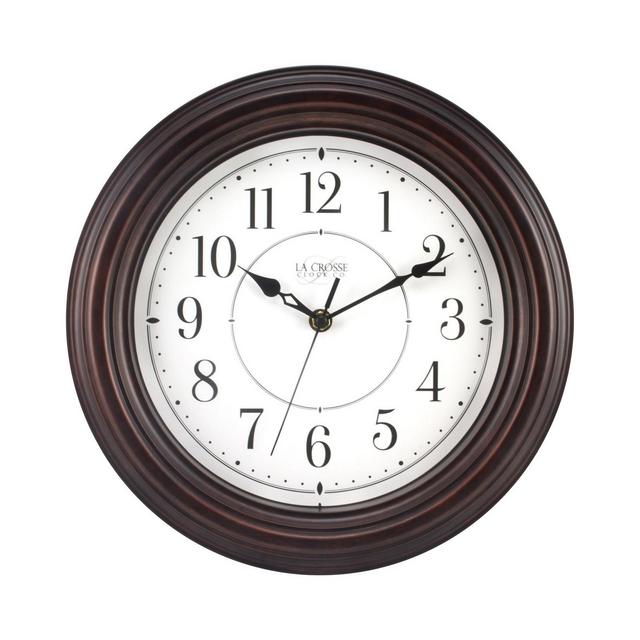 La Crosse Clock 404-2630W 12" Evelyn Quartz Wall Clock with Silent Movement