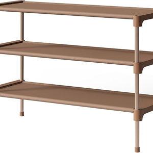 Kitsure Shoe Rack - Non-Woven Shoe Rack Shelf, Shoe Organizer for Closet, Entryway, Garage & Corridor, Stackable Shoe Shelves, 27.5" Wide - 3 Tier, Brown