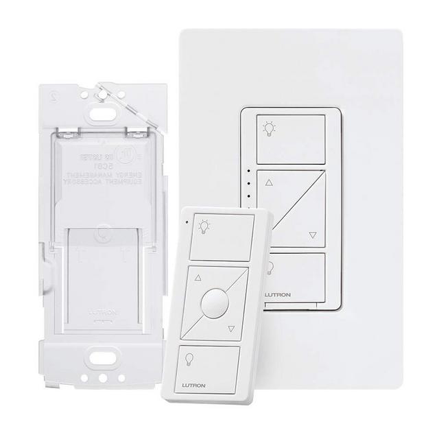 Lutron Caseta Smart Home Dimmer Switch and Pico Remote Kit, Works with Alexa, Apple HomeKit, and the Google Assistant | P-PKG1WB-WH | White