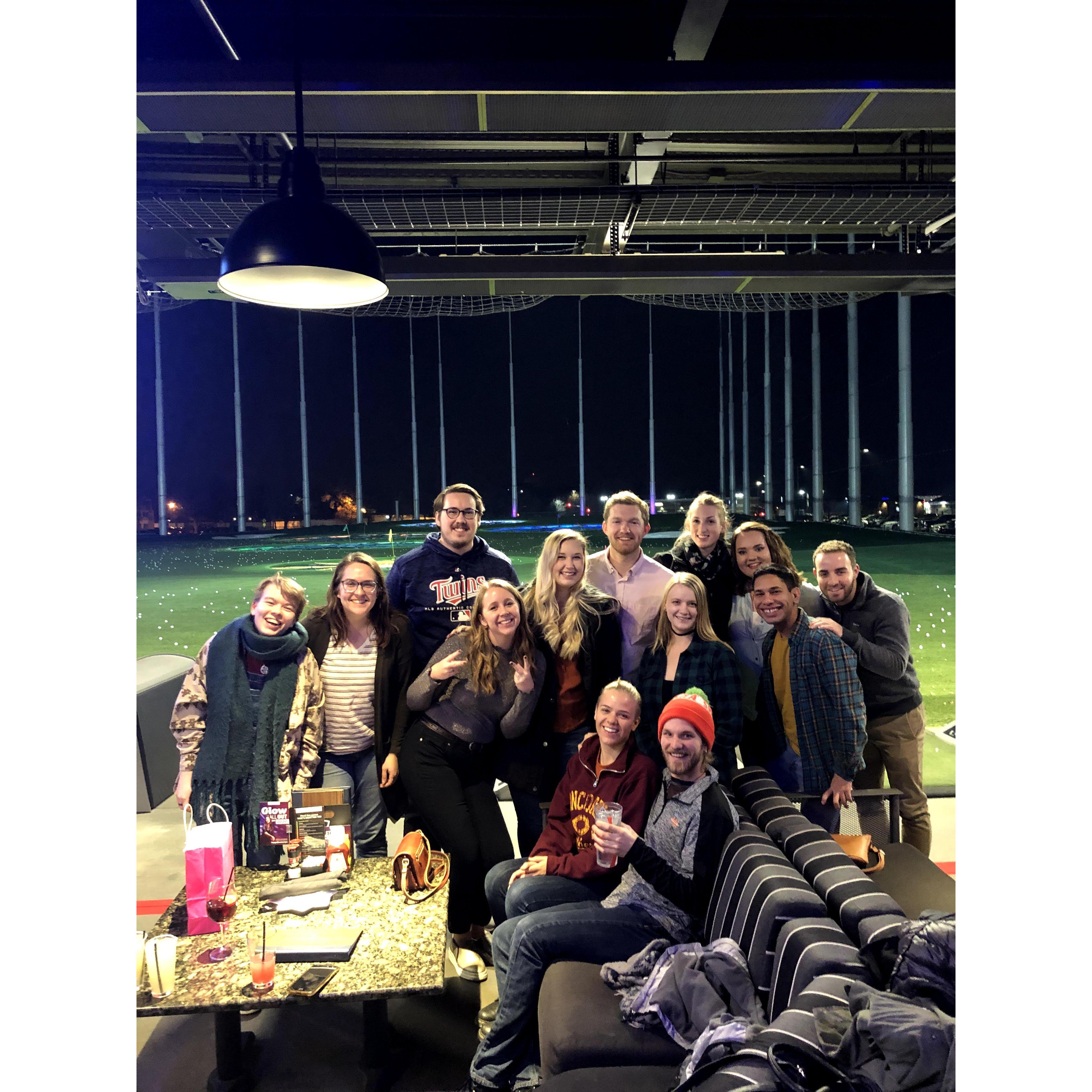 November 2019 -- Celebrating Kelsey's 24th birthday at Top Golf with friends