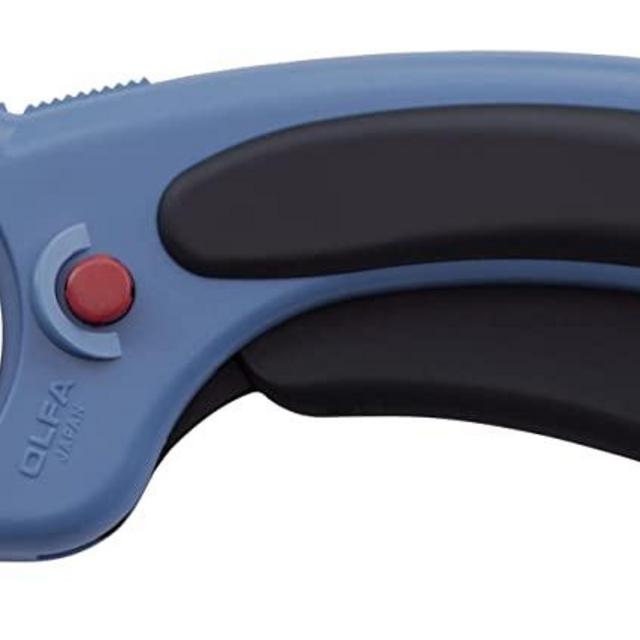 OLFA 45mm Ergonomic Rotary Cutter (RTY-2DX/PBL) - Rotary Fabric Cutter w/ Blade Cover & Squeeze Trigger for Crafts, Sewing, Quilting, Replacement Blade: OLFA RB45-1 (Pacific Blue)