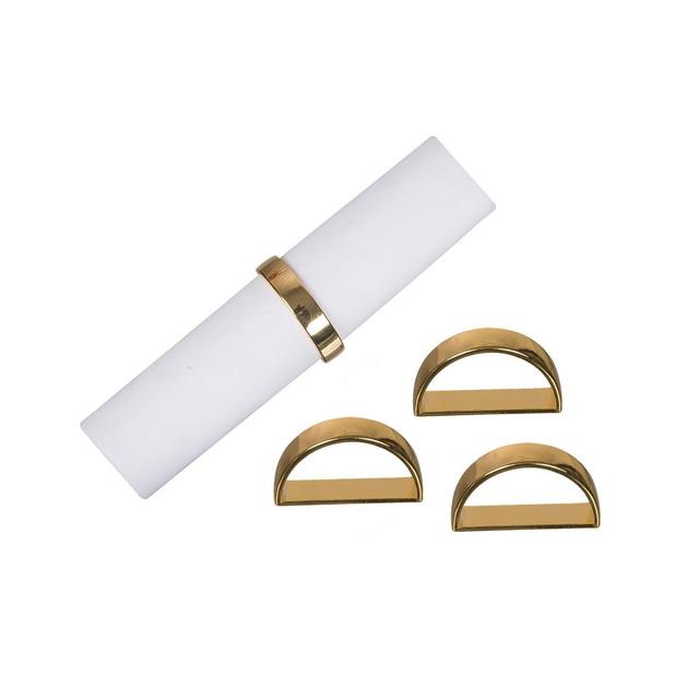 C&F Home Gold Semicircle Cotton Napkin Machine Washable Ring Set of 4