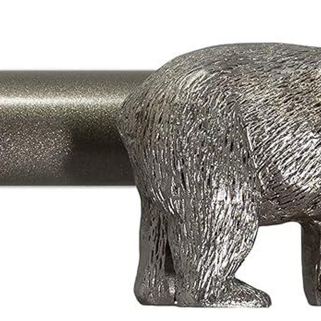 Urbanest 3/4” Farmhouse Bear Adjustable Window Treatment Single Curtain Rod, 28"-48", Pewter