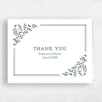 Green Letterpress Wedding Thank You - Ivy Letterpress