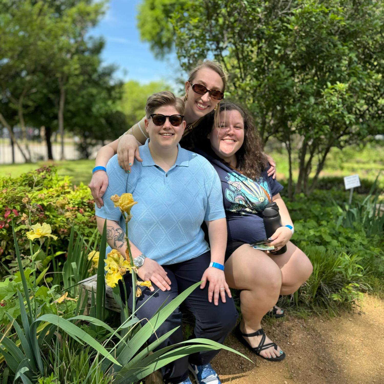 Kat and two of her besties, Kara and Ashley, at Dallas Discovery Gardens!