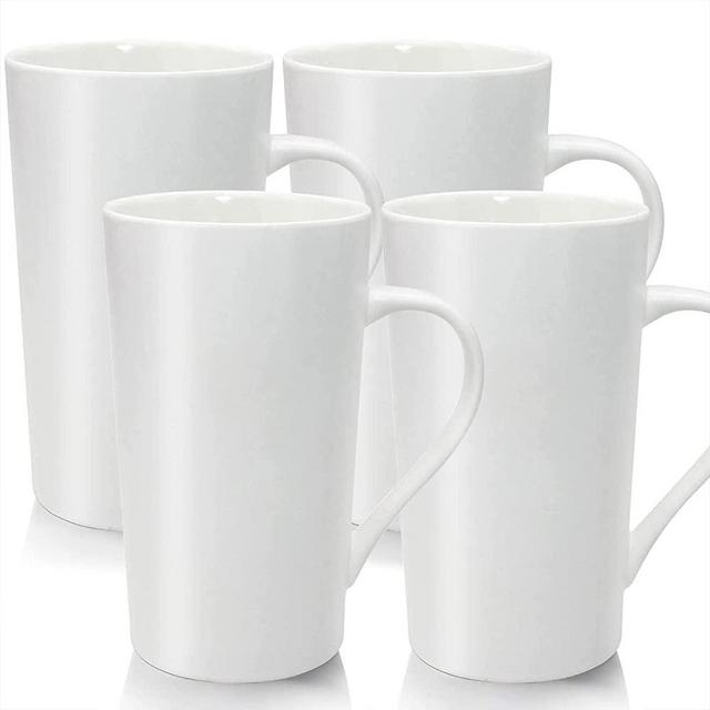 YINUOWEI 20oz Ceramic Coffee Mugs Large Latte Mugs Modern White Drinking Cups with Handles Set of 4 Perfect for Tea, Coffee, Cocoa