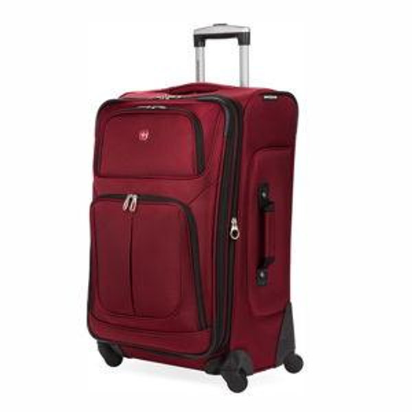SwissGear Sion Softside Expandable Luggage, Burgundy, Checked-Medium 25-Inch
