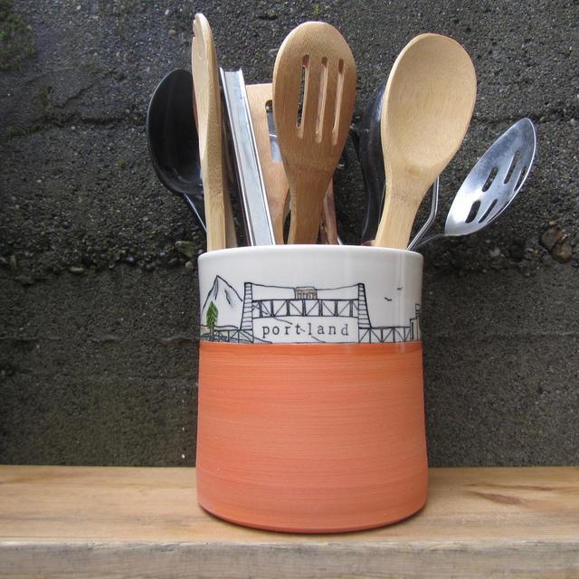 MADE TO ORDER ~ City Skyline Utensil Holder