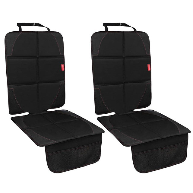 MORROLS Car Seat Protector, 2 Pack Carseat Protector with Thickest Padding, Baby/Pets for Child Car Seat-Mesh Pockets-Waterproof-Universal Size(Black)