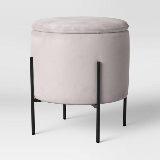 Deville Stilt with Storage Ottoman Gray Velvet - Project 62™