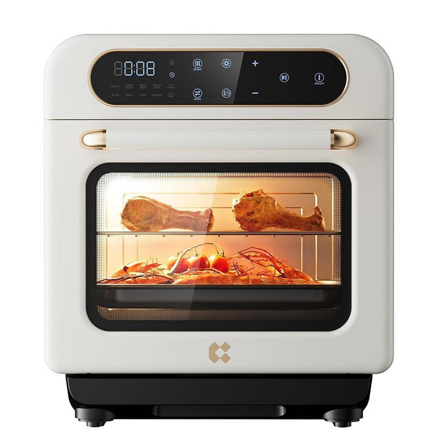 CIARRA 8-in-1 Air Fryer Steam Oven Countertop,12L Mini Toaster Oven with Steam, Rapid Steam, Air Fry, Vapor Bake, Steam Clean, Bake, Dried, Ferment, White