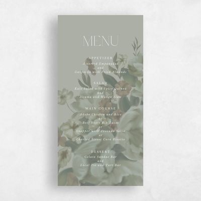 Pale Sage, Green Wedding Menu - Canopy