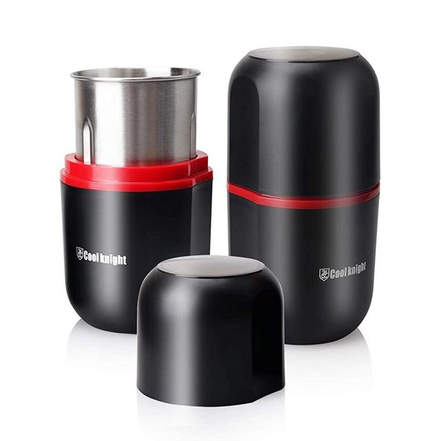 COOL KNIGHT Herb Grinder [large capacity/fast /Electric ]-Spice Herb Grinder with Pollen Catcher/- 7.5" (Black)