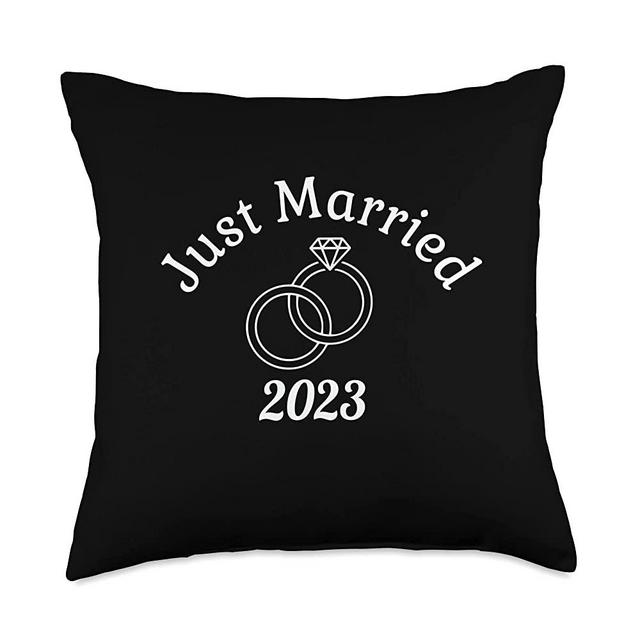 Honeymoon Cruise 2023 Wedding Mr Mrs Husband Wife Just Married 2023 Wedding and Honeymoon Throw Pillow, 18x18, Multicolor