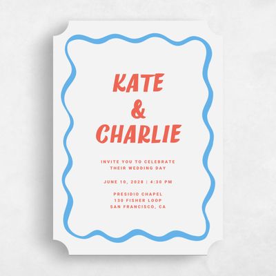Blue Ticket Wedding Invitation - Key West Portrait