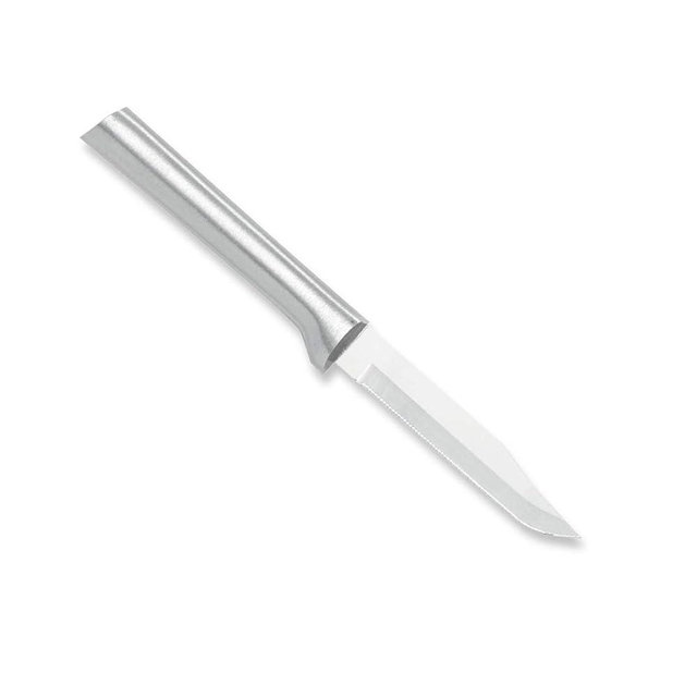 RADA Cutlery Serrated Regular Paring Knife (R142), 3.25" Stainless Steel Hollow Ground Fine-Serrated Blade, Made in USA, Silver Handle, Pack of 2