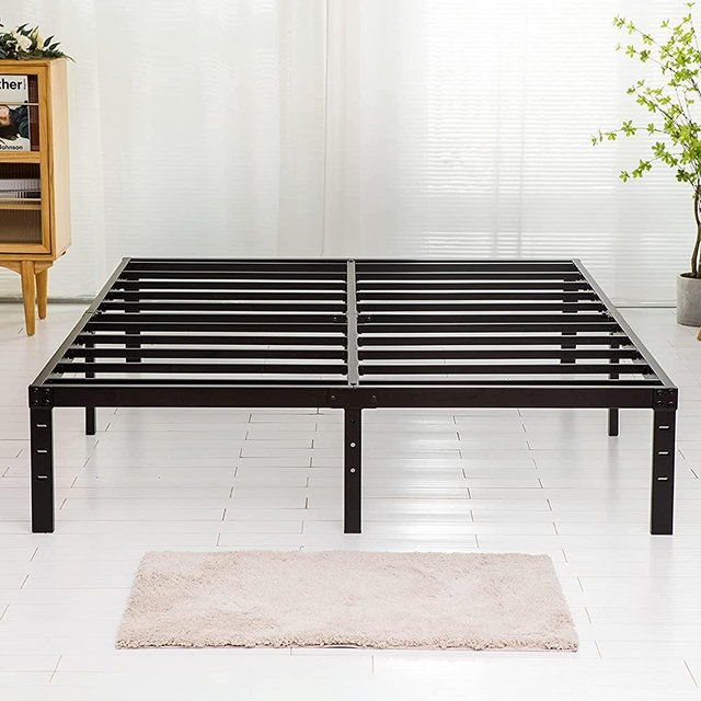 Wulanos King Size Bed Frame, 3500lbs Heavy Duty Metal Frames with Steel Slats Support 14 Inch High Platform Bedframe with Storage, No Box Spring Needed, Sturdy and Durable Noise-Free, Black