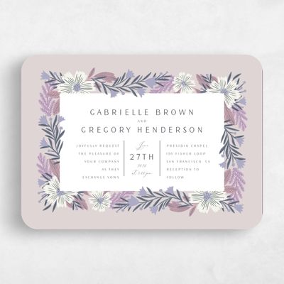 Purple Rounded Wedding Invitation - Camrose Landscape